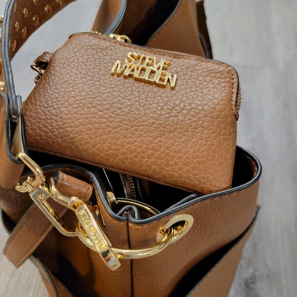 Steve Madden Crossbody & Coin Purse NWOT Retail $98 Brown & Goldtone - Picture 3 of 9